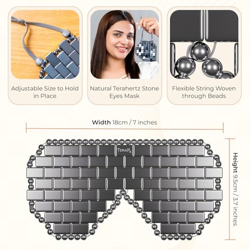 TeraRX¢ç Terahertz Eye Mask ? 100% Authentic Terahertz Stone Eye Mask for Cooling & Heating Therapy ? Easy To Wear Design with Secure Comfort Straps ? Relieves Puffiness, Eyes Fatigue & Fascial Tension