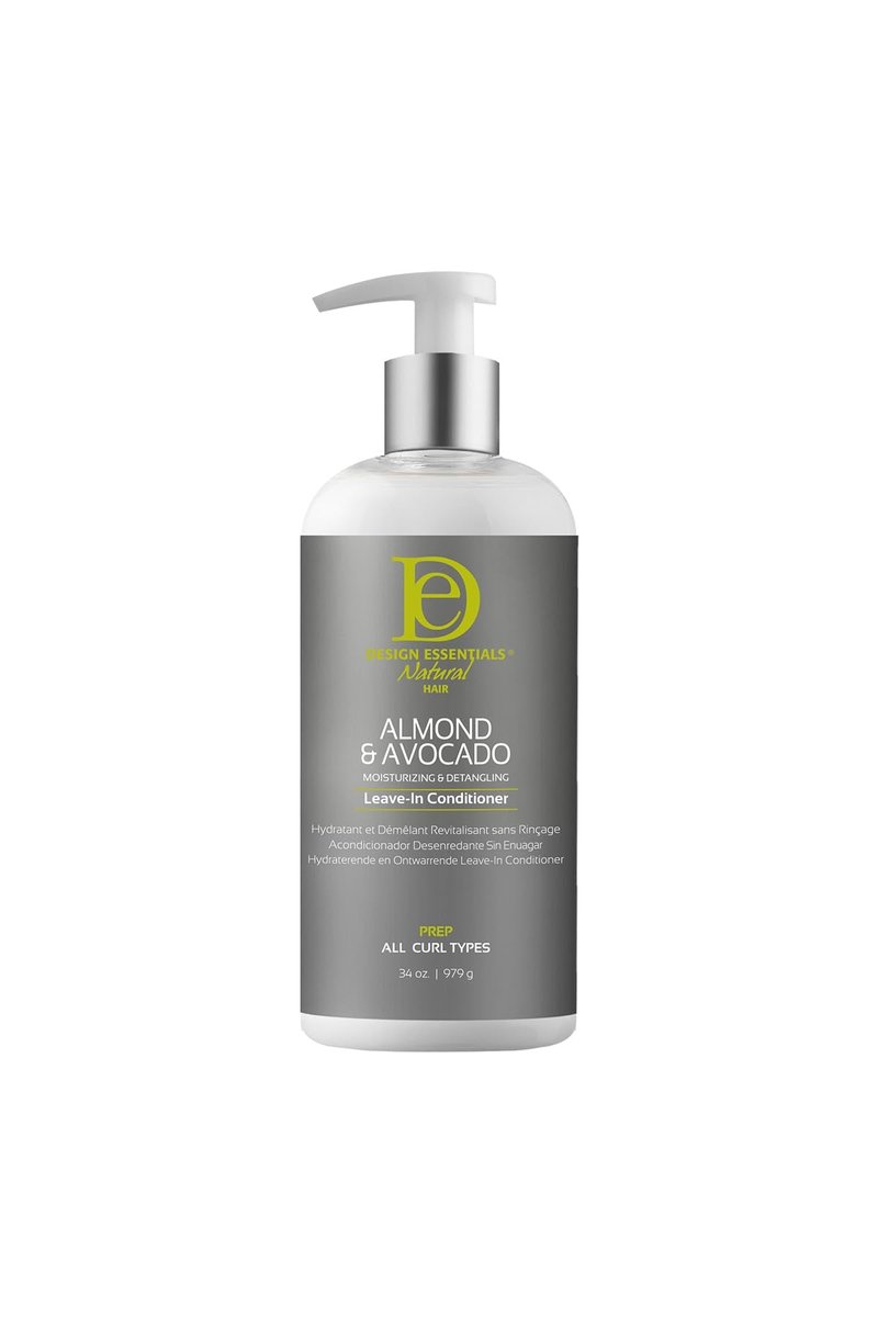 Design Essentials Almond & Avocado Moisturizing & Detangling Leave-In Conditioner for Curly Hair, 34 Ounce