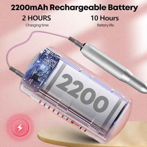 Electric Nail Drill Portable Nail Drill Professional 30000 RPM 13 Salon Quality Drill bits 50 Sanding Bands Portable & Low Noise for Acrylic Nails Gel Polishing Removing Bits Kit for Home Use