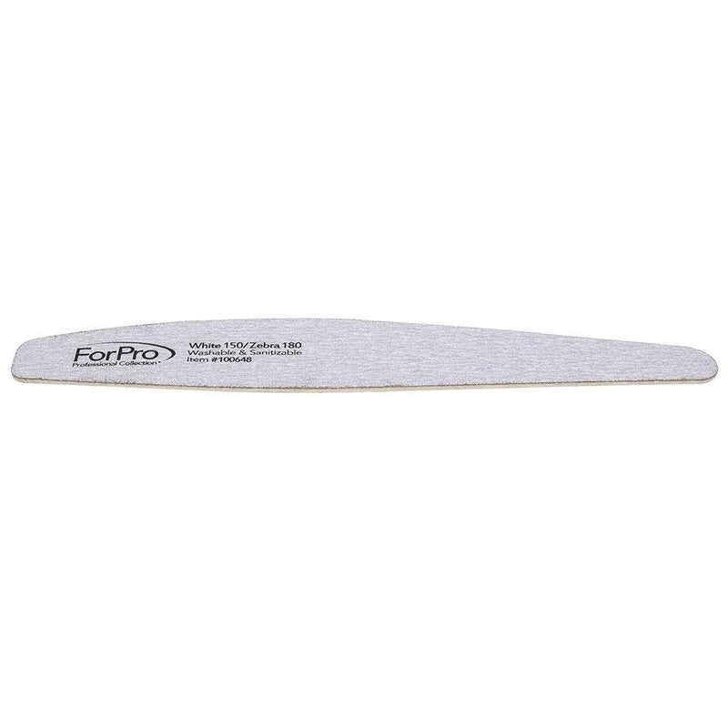 ForPro Professional Collection Expert One & Done Wood File, White 150 Grit/Zebra 180 Grit, Manicure & Pedicure Nail Files, 7” L x 1.25“ W, 50-Count
