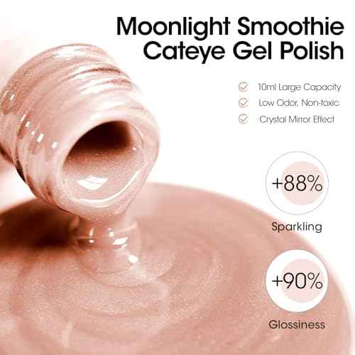 GELLEN Cat Eye Gel Nail Polish 6 Colors Gray Orange Silver Gold Brown Purple Holographic Reflective Cateye Gel Polish with Magnets Fall Winter UV LED Soak Off Sparkle Magnetic Gel Polish