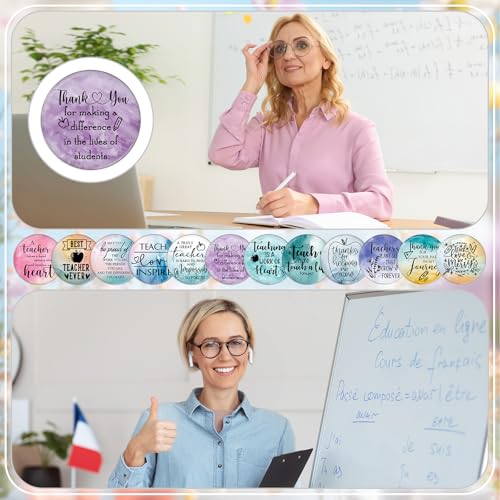 36 Pcs Teacher Appreciation Mirrors Gifts Mini Compact Mirror Bulk Christmas Party Favor Inspirational Thank You Pocket Portable Small Mirror Christmas Operation for Teacher Women