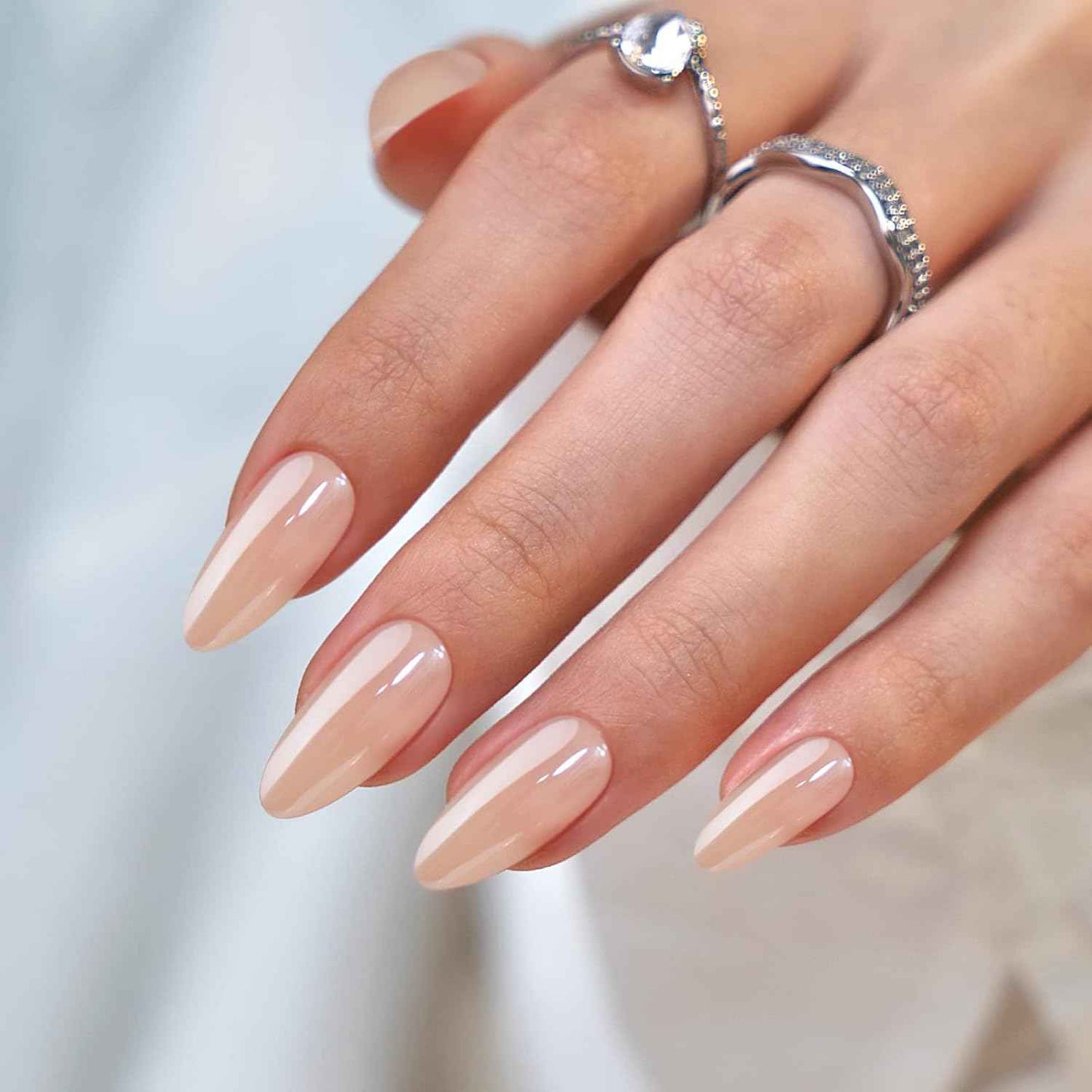 Champagne Glazed Chrome Press-On Nails | Reusable Soft Gel Fake Nails with Glue