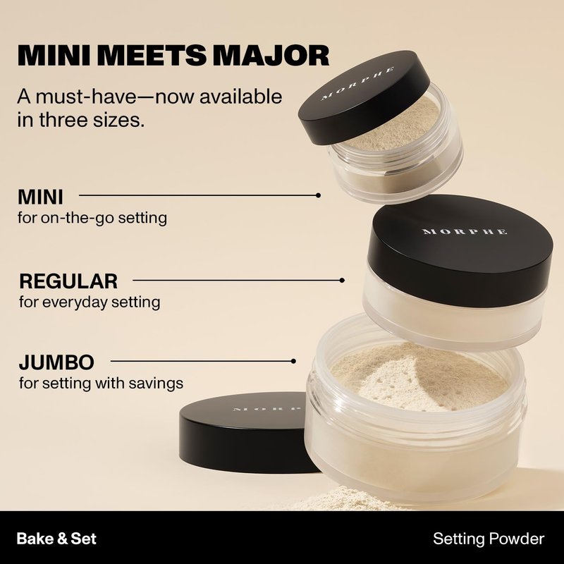 Morphe Jumbo Bake & Set Translucent Setting Powder - Lightweight, Talc-Free Finishing Powder for Face Makeup with a Soft, Natural Finish - Minimizes Shine for Up to 24HR - Translucent (0.62 oz)