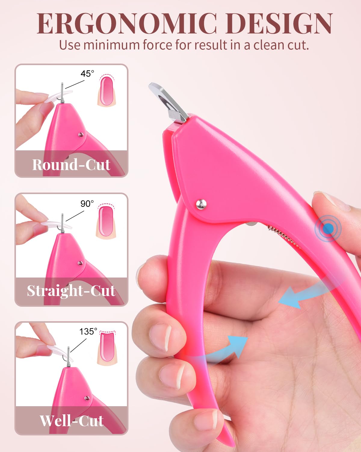 MORGLES Clear Acrylic Nail Tips, 500 Pcs Nail Tips Square Half Cover with Glue, Clipper, Files and Cuticle Fork for Salons and Home DIY