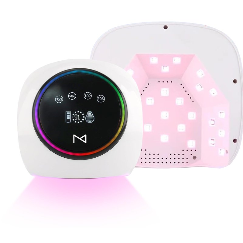 M - HaloLite LED Nail Curing Lamp 98W, 32 LEDs, Wireless Rechargeable with 5200mAh Battery, Fast UV/LED Gel Nail Dryer for Salon & Home Use, Long-Lasting, Portable, Cordless Design (Black)
