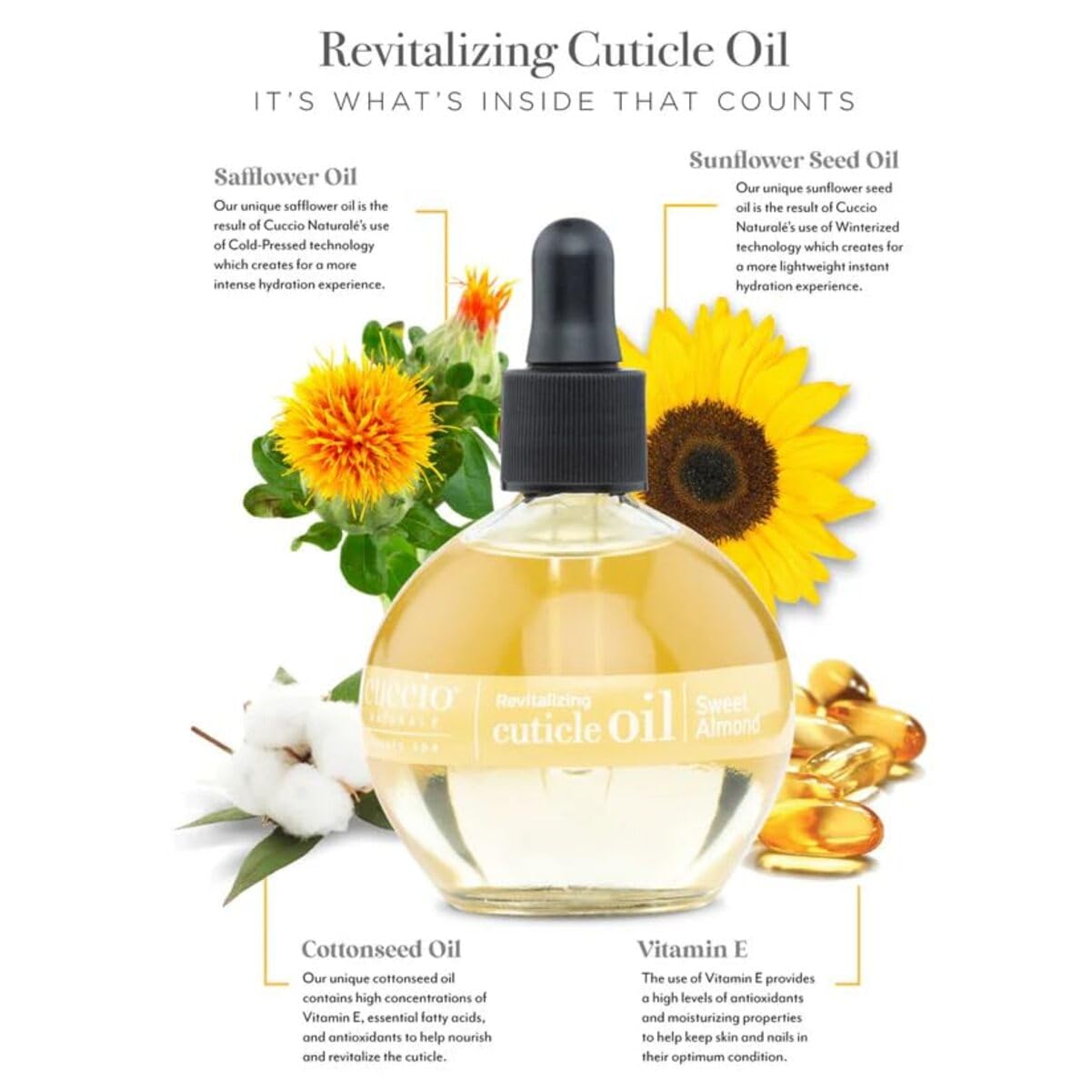Cuccio Naturale Revitalizing Hydrating Cuticle Oil - Repair Damaged Skin & Nails - Vanilla Bean & Sugar - 2.5 Oz (Pack of 2)
