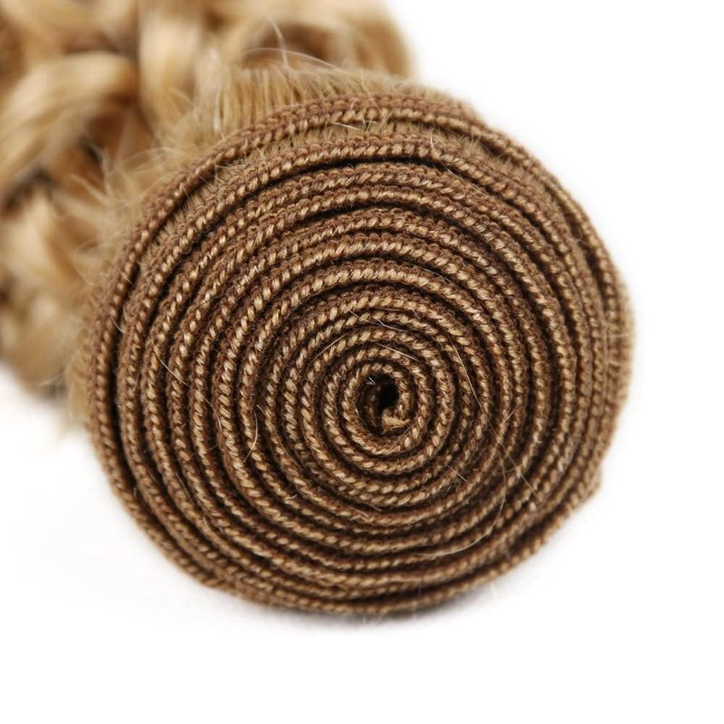 Human Hair Bundles - Honey Blonde Kinky Curly 14 Inch Unprocessed Brazilian Virgin Hair