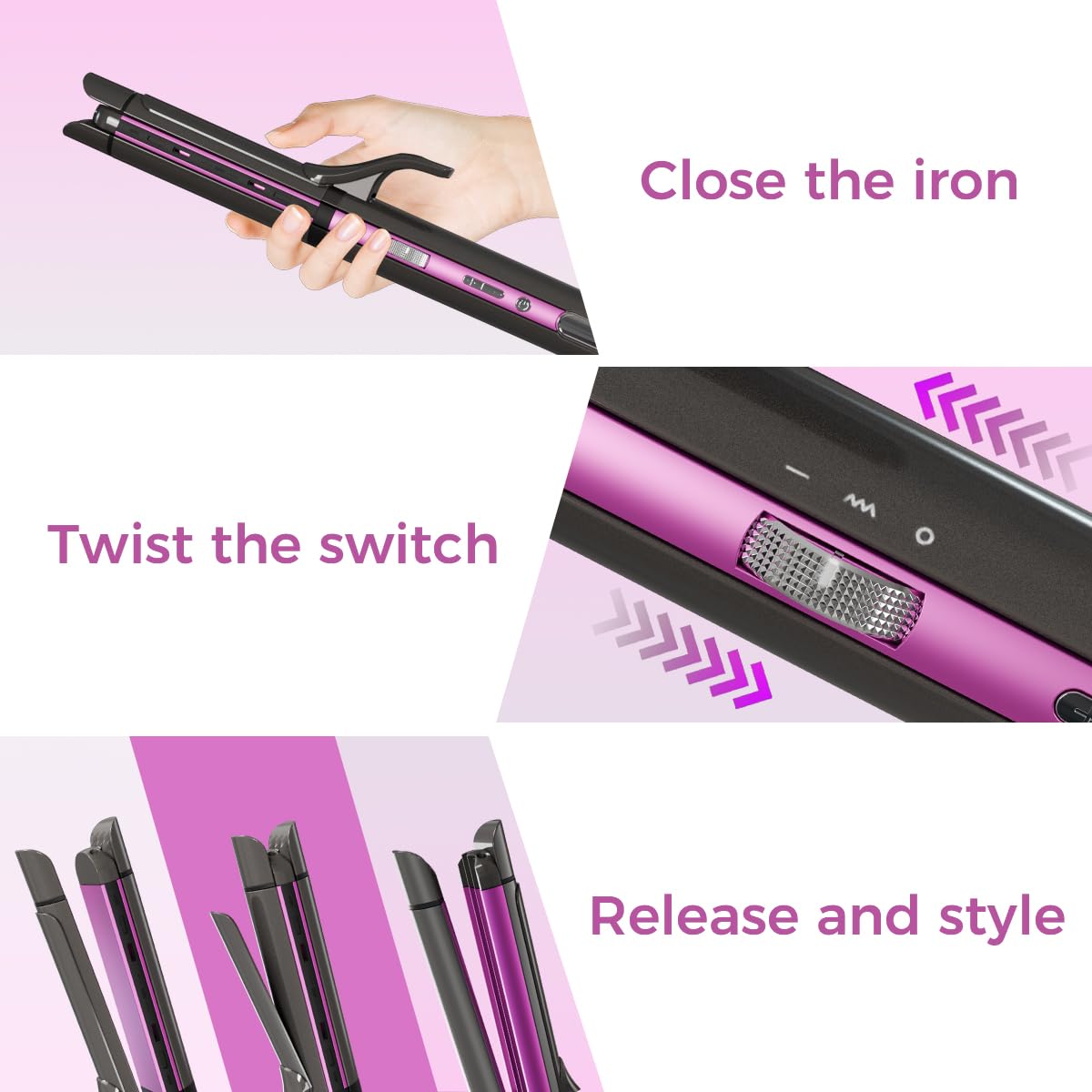 3 in 1 Hair Straightener, Curling Iron, Flat Iron & Hair Crimper Tool – Ceramic Plates, Dual Voltage,PRITECH Professional Hair Tool Fast Heating Hair Styling Tool for Women, Salon or Travel Use
