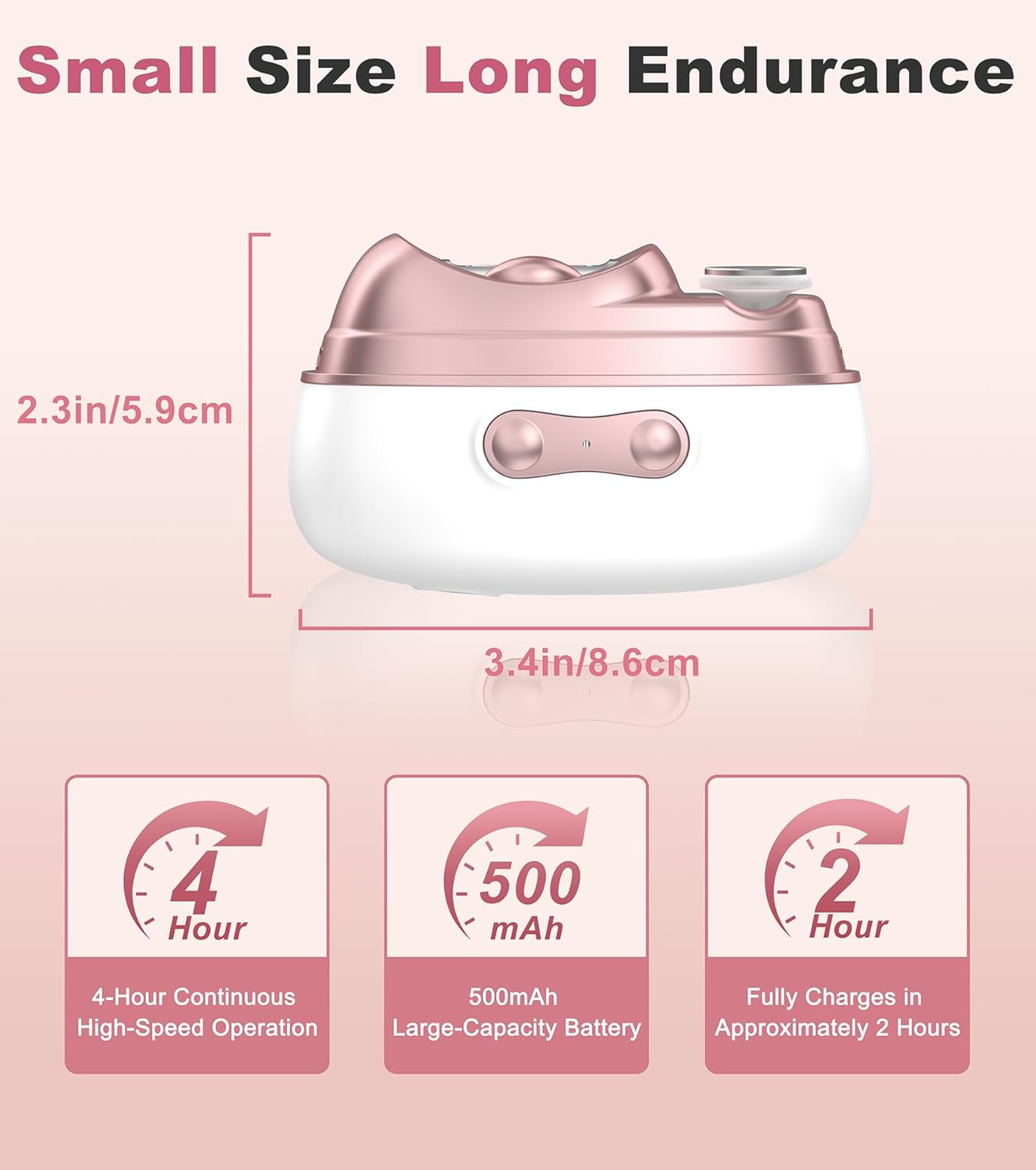 2-in-1 Electric Nail Clipper & Trimmer with LED Light - Dual Speed for All Ages (M8-Pink)
