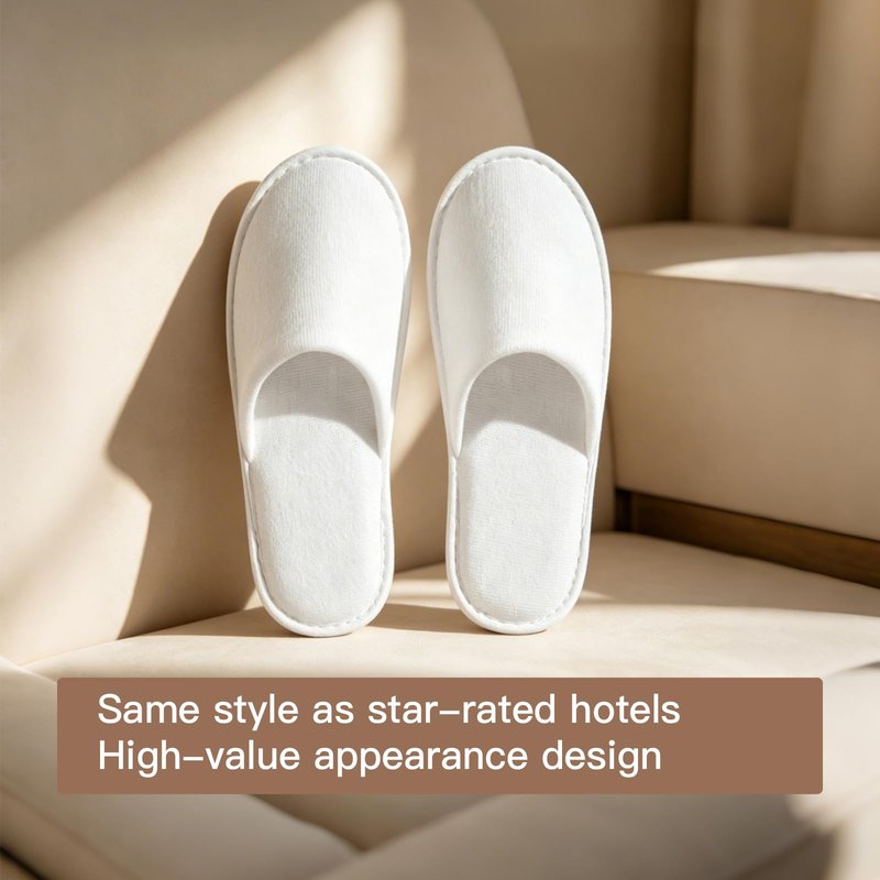 SENJUNSAFE 30Pairs Disposable Slippers For Guests Men's US 10/Women's US 11 Medium Applicable Spa Travel Hotel Slippers Disposable, Individually Wrapped Anti-Slip slippers In Bulk (White)