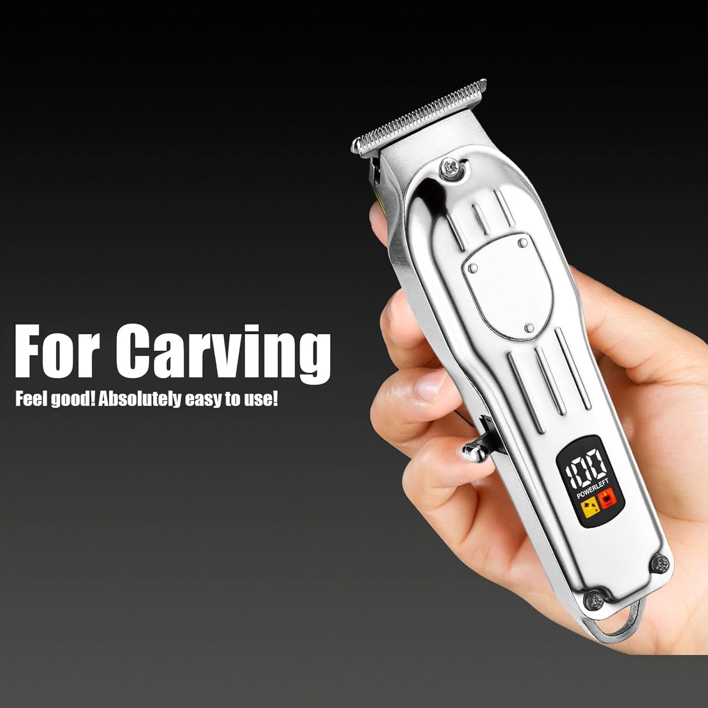 Professional Hair Clippers for Men - Cordless Hair Trimmer Kit with LCD Display | Rechargeable Silver Hair Cutting Set