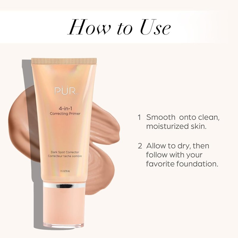 PÜR MINERALS 4-in-1 Correcting Primer - Dark Spot & Freckle Concealer | Hydrating Face Makeup - 1 Fl Oz