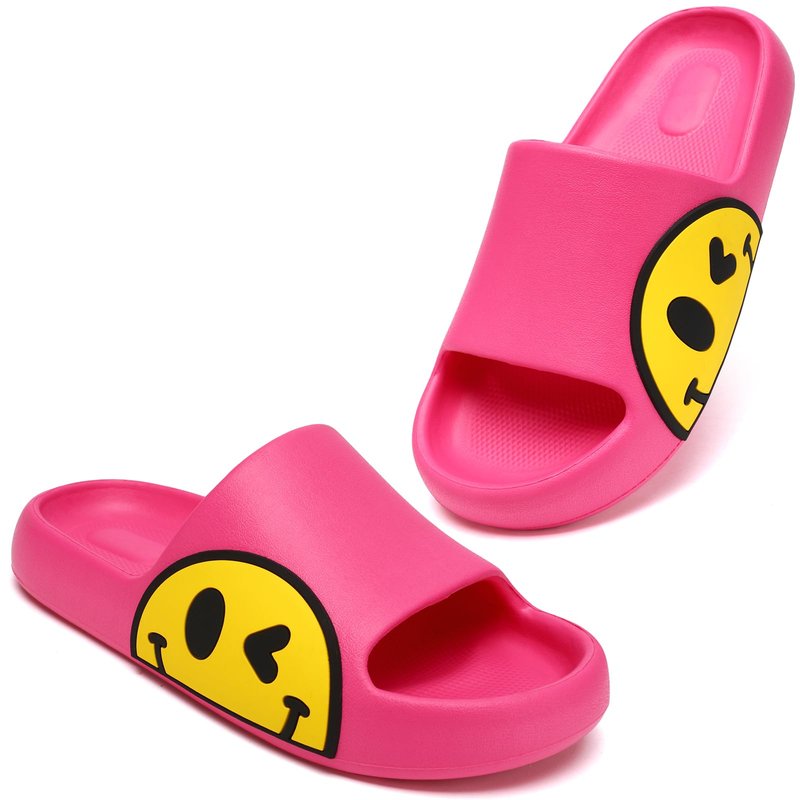 Guyarns Cloud Slides for Women,House Slippers Pillow Sandals for Women,EVA Anti-Slip Indoor & Outdoor Garden Slides Smile Slippers Open Toe Spa Bath Pool Gym House Shower Shoes(Rose Red 39/40)