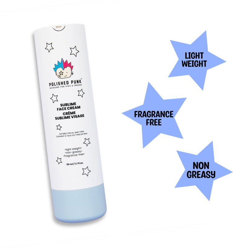 Polished Punk All-Natural Sublime Face Cream for Kids & Tweens, Fragrance-Free, Lightweight, Non-Greasy Face Moisturizer, 50 ml/1.7 fl oz | Skincare for All Types