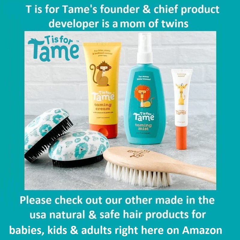 T is for Tame – Detangling Brush for Toddlers & Kids, Mini Detangler Brush Tames Knots W/Out Tears or Tantrums, Perfect Size & Shape for Kids Hands, Developed by Mom of Twins (1 Single Brush)