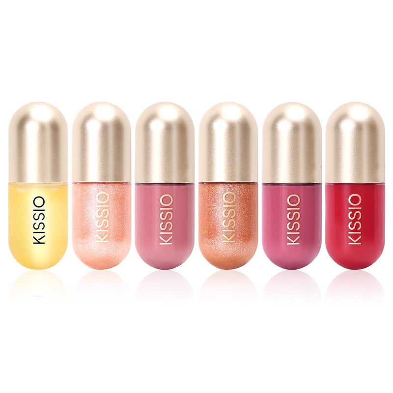 KISSIO Lip Plumper,Color Lip Plumper Gloss,Shimmer,Plant Extracts Plumping Lips Serum,Moisturizing Gloss for Fuller Lips and Hydrated,5.5ml,01 Lemonade