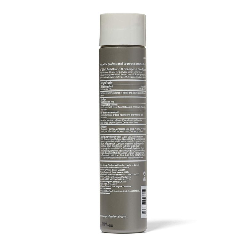 Ion 2 in 1 Anti Dandruff Shampoo & Conditioner, Gently Cleanses, All Hair Types, Relieves Irritation, Itching, and Flaking, Vegan, Paraben Free