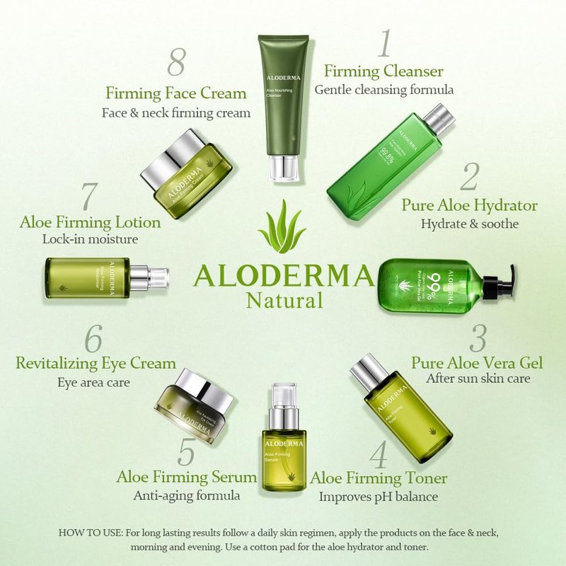 Aloderma Firming Skin Toner with 91% Organic Aloe Vera - Natural Facial Toner for Women with Natural Botanicals to Diminish The Appearance of Fine Lines & Wrinkles - Aloe Vera Facial Toner - 4.2oz