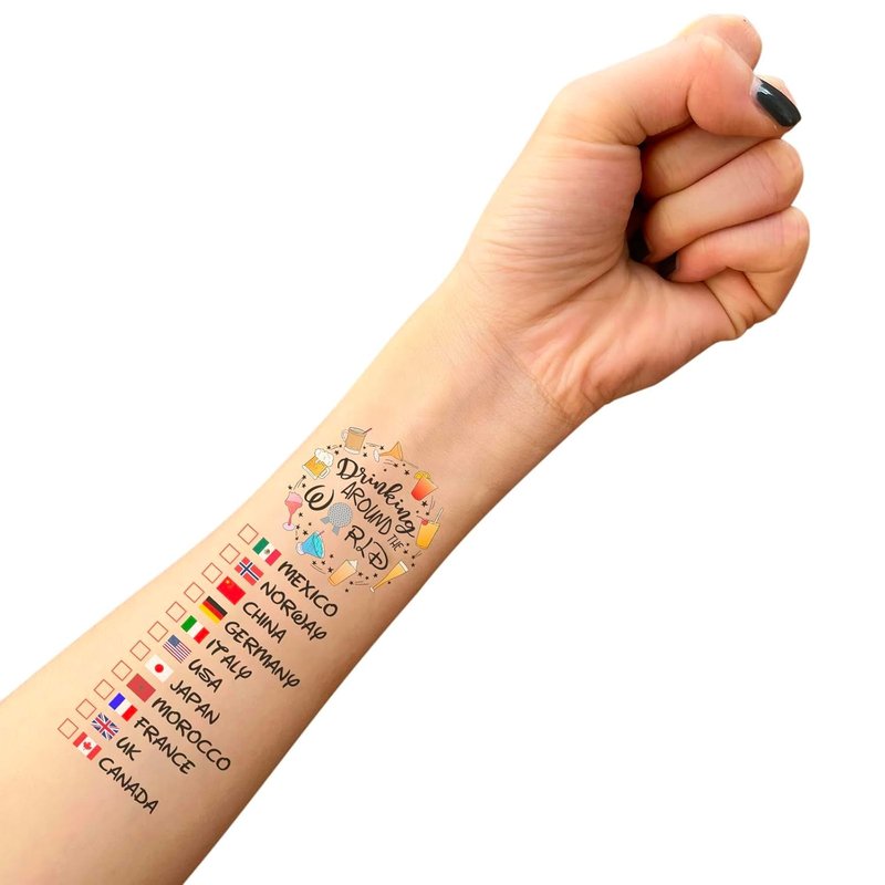 Drinking Around The World - Pack Of 10 Temporary Tattoo