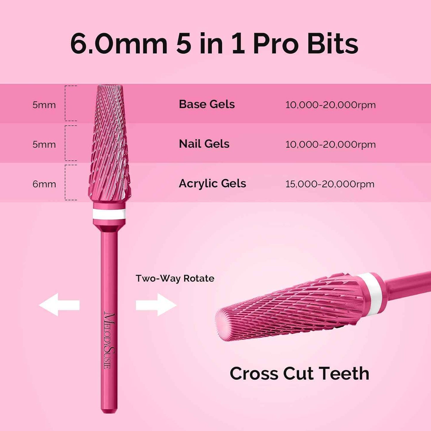 Professional 5-in-1 Nail Drill Bits Set for Acrylic & Gel Nails - MelodySusie
