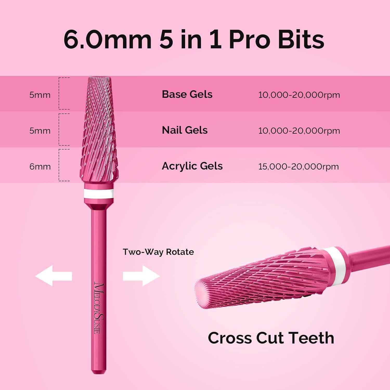 Professional 5-in-1 Nail Drill Bits Set for Acrylic & Gel Nails - MelodySusie