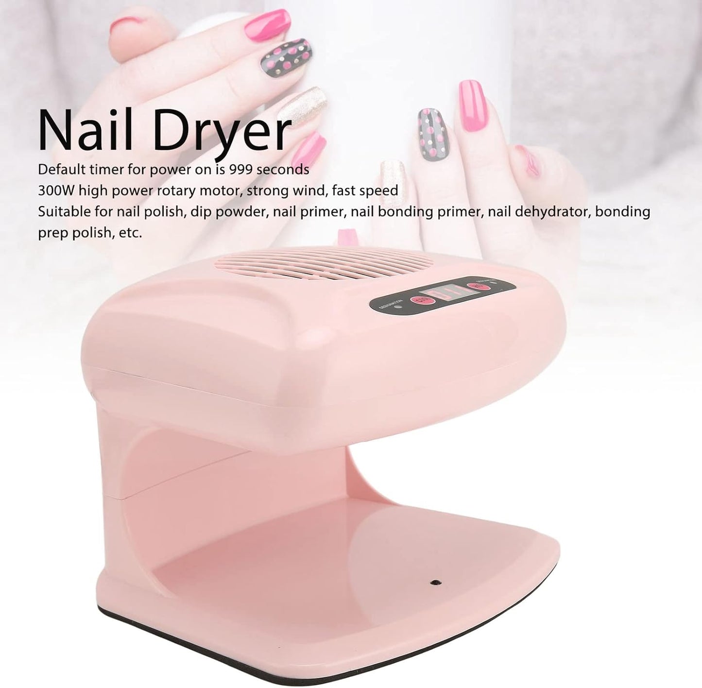 300W Portable Nail Dryer with Infrared Sensor - Hot & Cool Air Nail Fan Blower