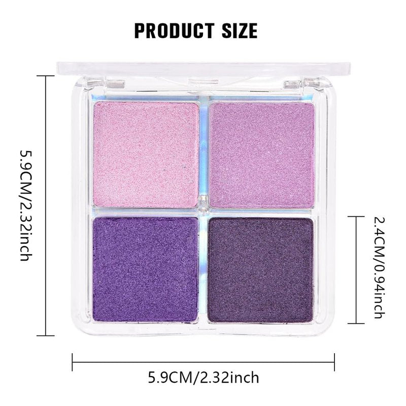 Lavender Purple Glitter Eyeshadow Quad - Pigmented Waterproof Makeup Palette for Older Women | Blendable & Cruelty-Free