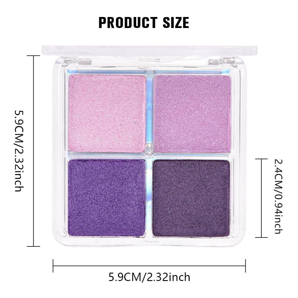 Lavender Purple Glitter Eyeshadow Quad - Pigmented Waterproof Makeup Palette for Older Women | Blendable & Cruelty-Free