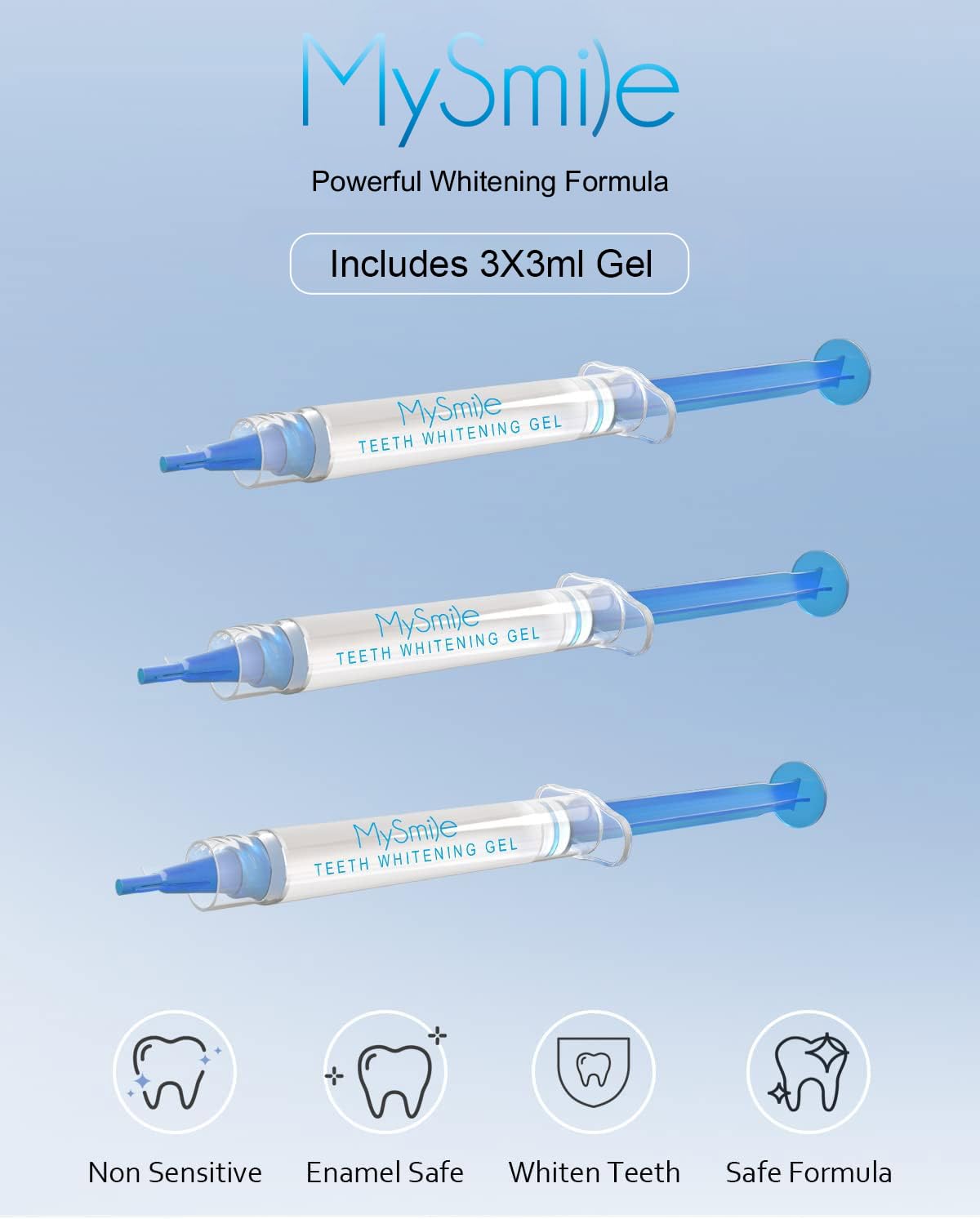 MySmile Non-Sensitive Teeth Whitening Accelerator Light with Teeth Whitening Gel Pen Refill Pack, 3 Non-Sensitive Teeth Whitening Pen, Teeth Whitener Tooth Whitening Gel with for Home, 10 min Fast Res
