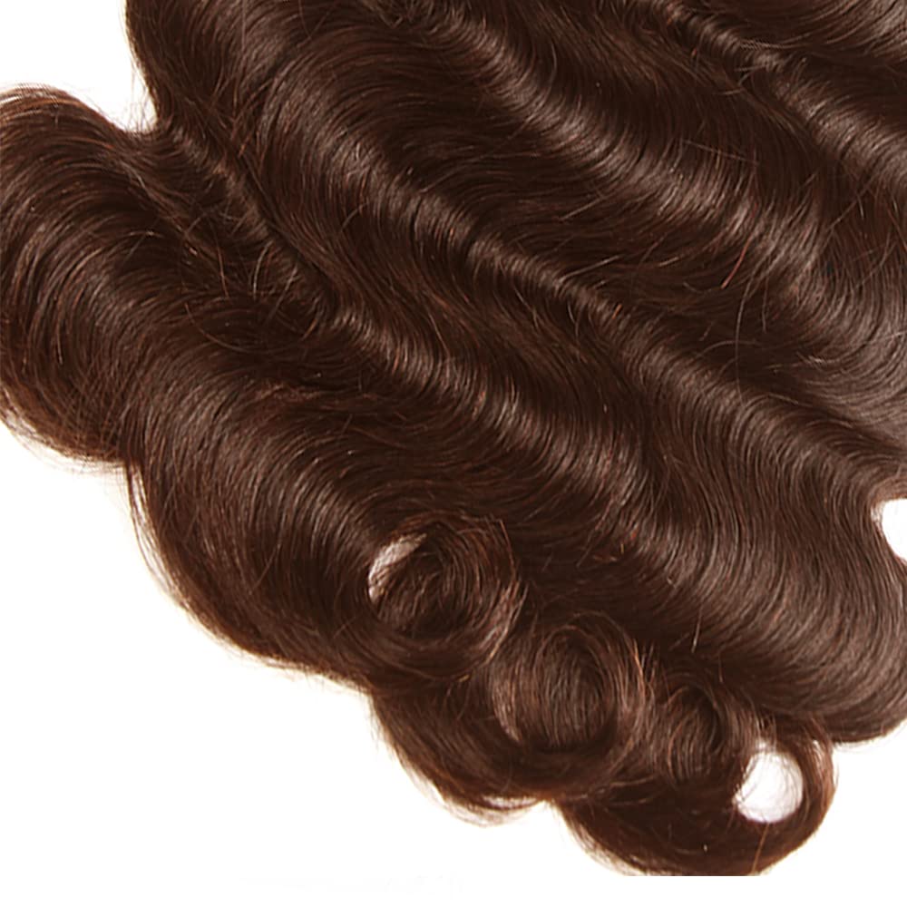 #4 Brown Bundles Human Hair Body Wave Human Hair Bundles 14 14 14 Inch Chocolate Brazilian Hair 3 Bundle Unprocessed Virgin Remy Hair Extensions 50 Gram Per Bundle For Black Women