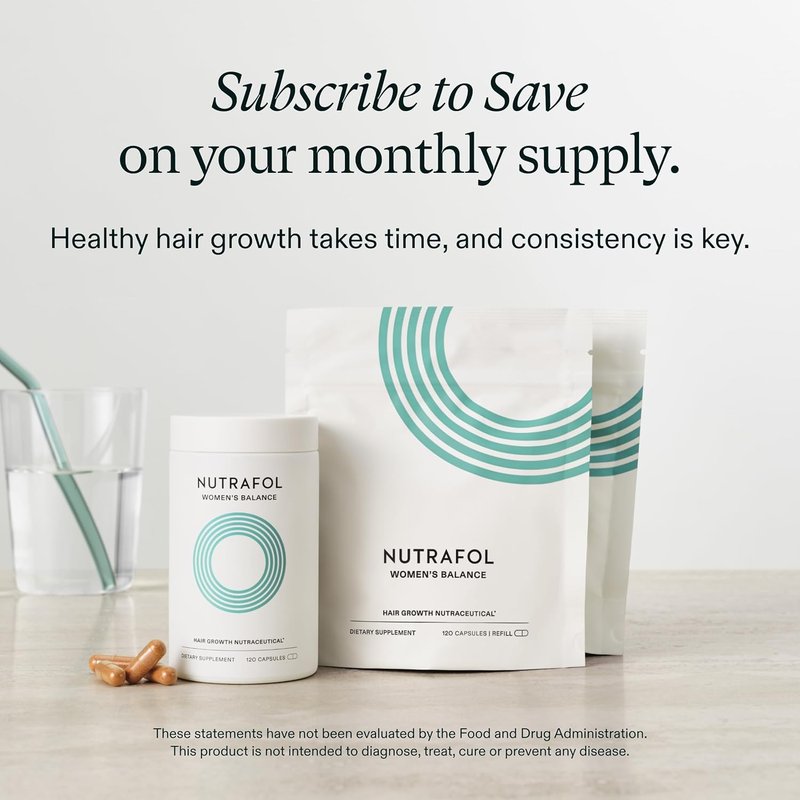 Nutrafol Women's Balance Hair Growth Supplements, Dermatologist Recommended, Ages 45 and Up, Clinically Proven for Visibly Thicker Hair and Scalp Coverage - 2 Month Supply, Pack of 2