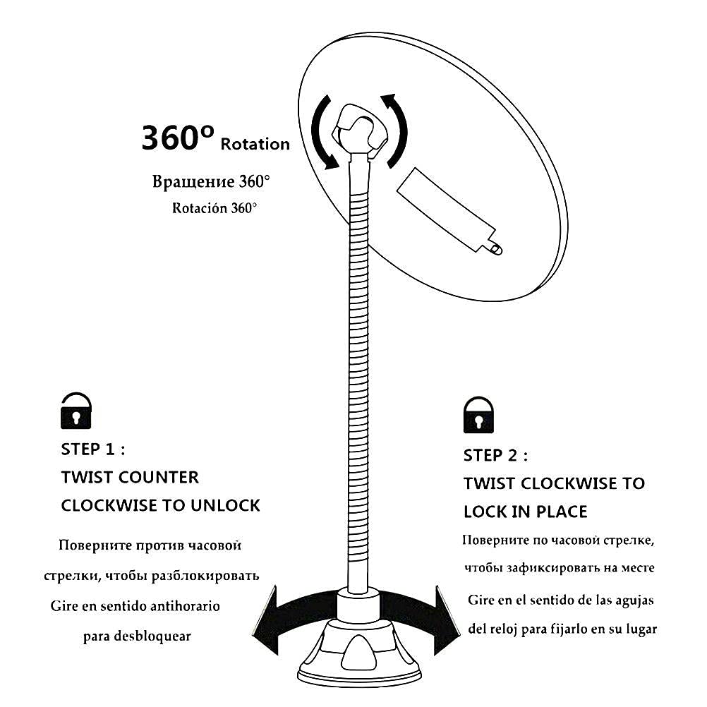 SASKATE Makeup Mirror with LED Light and Suction Cup 360 Degree Swivel Flexible Gooseneck 10X Magnifying Mirror Travel and Home Bathroom Vanity Mirror (White)