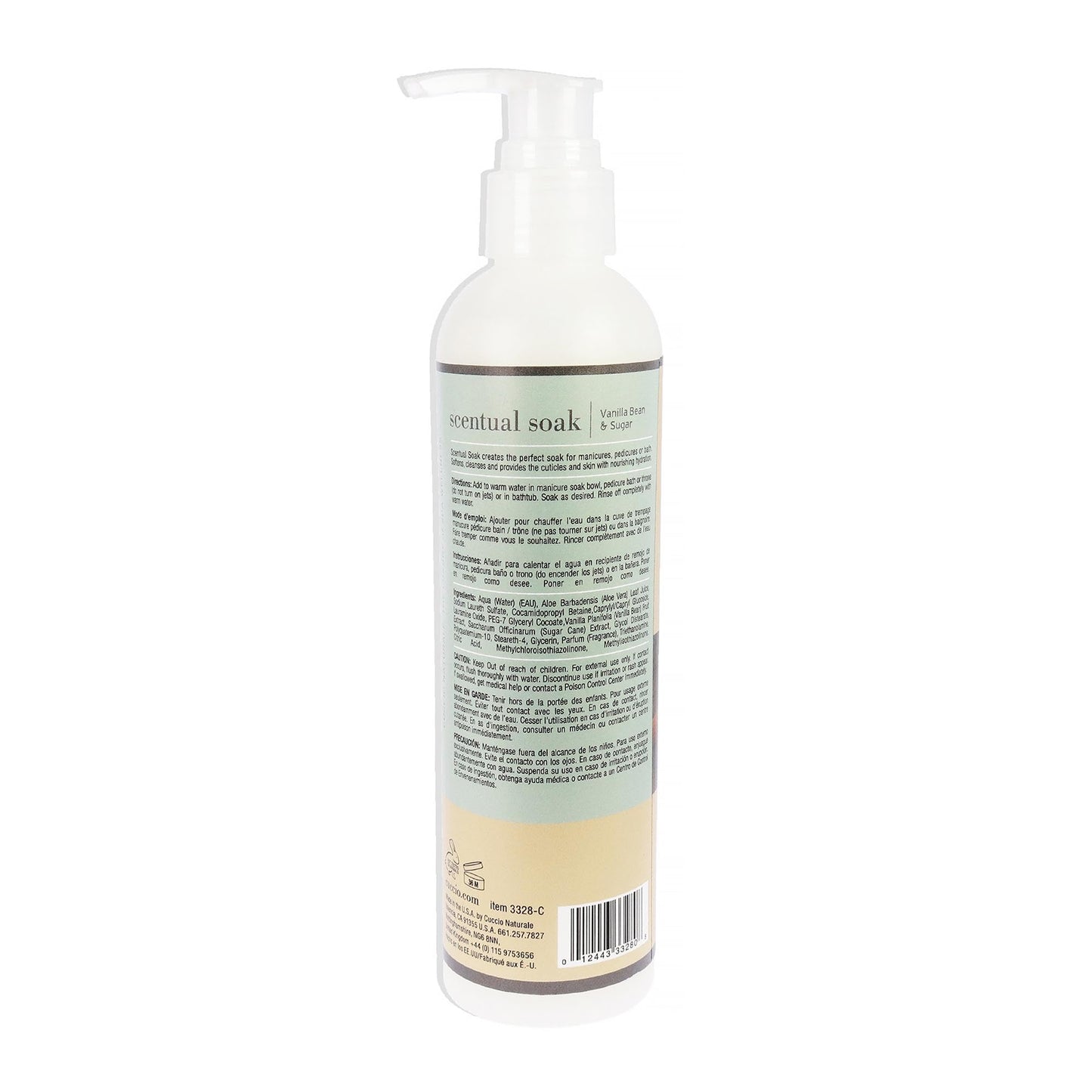 Cuccio Naturale Scentual Soak - Creamy, Liquid Wash for Mani-Pedi - No Parabens - Soften, Cleanse and Hydrate Skin - Anti-Aging Solution - Use On Hands, Body and Feet - Vanilla Bean and Sugar - 8 Oz