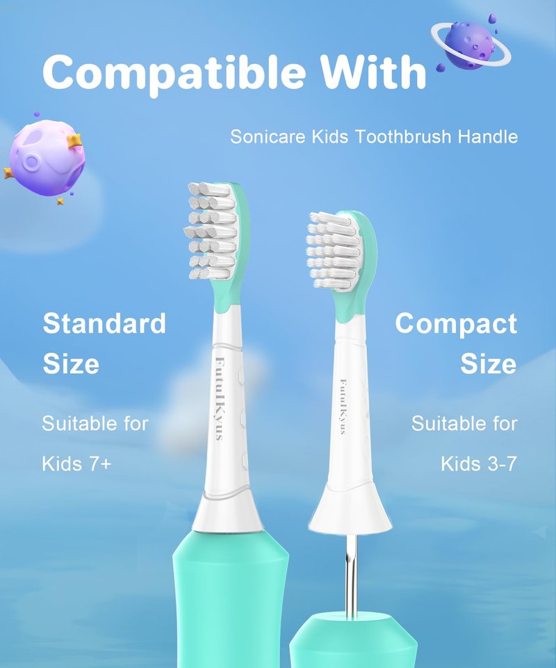 Kids Replacement Heads for Philips Sonicare: 7+ Child Soft Electric Toothbrush Standard Brush Head, Pink & Blue 4 Pack