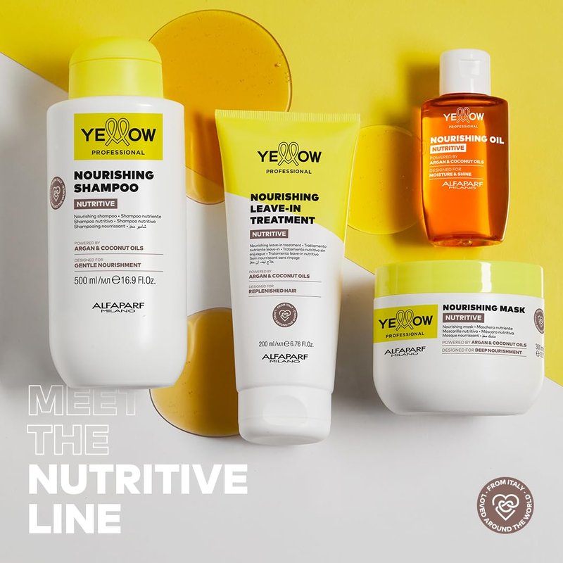 ALFAPARF MILANO Yellow Professional Nutritive Nourishing Shampoo for Dry Hair - Powered by Argan & Coconut Oils - Designed for Gentle Cleansing (33.8 fl oz / 1000ml)