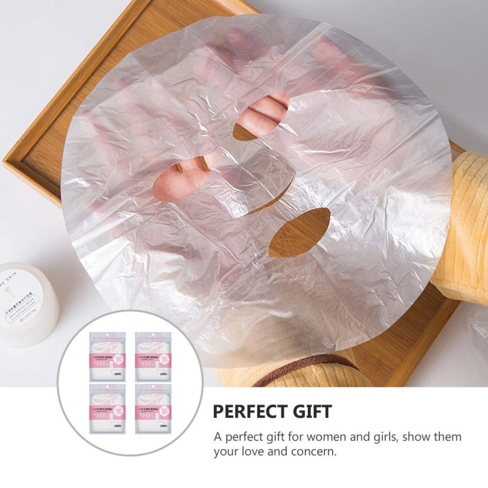 Beaupretty 400Pcs DIY Facial Sheet: Plastic face paper sheet - Precut Plastic Facial Cover for Home and Salon Clear (Pack of 2)