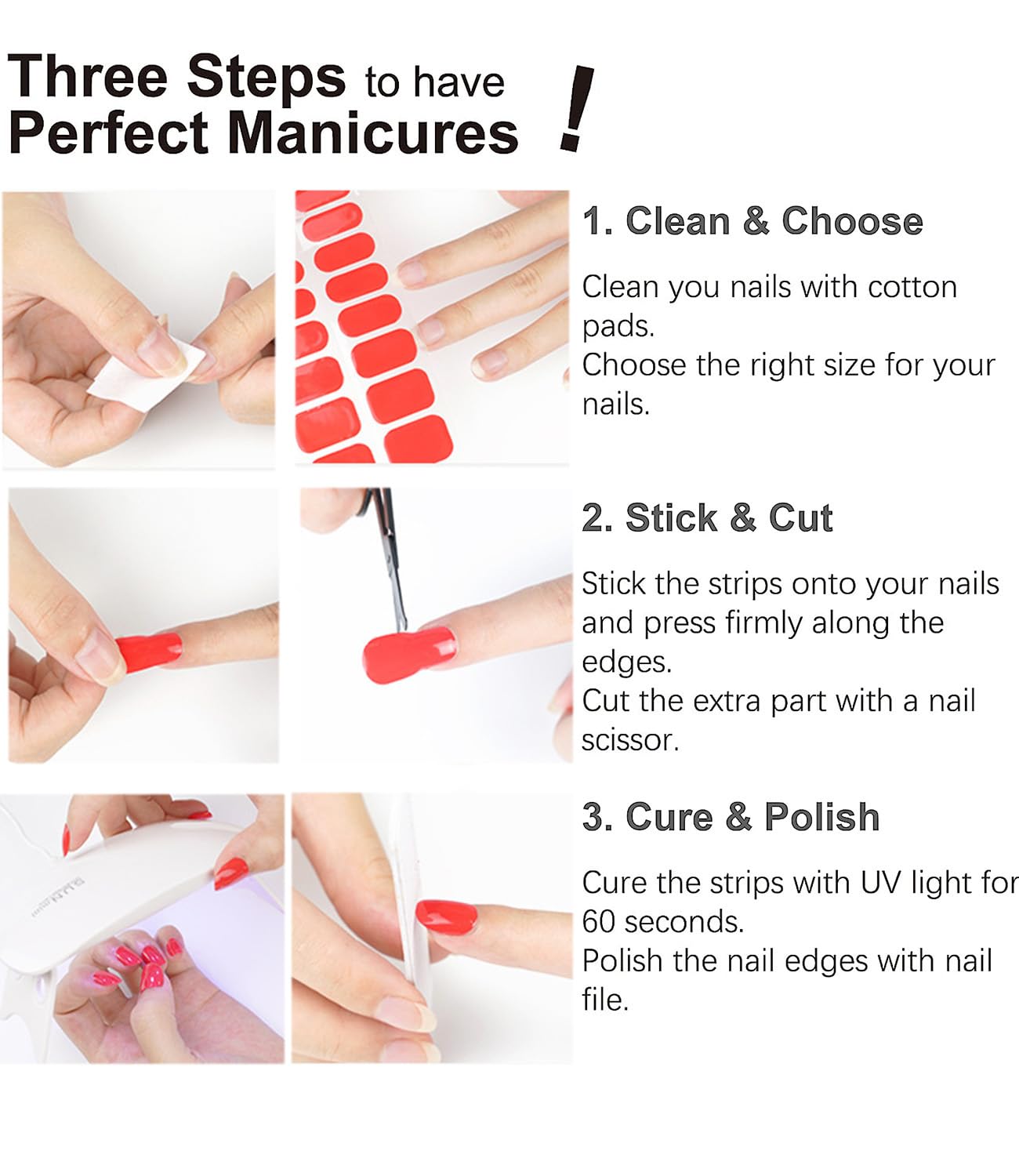 Semi Cured Gel Nail Strips, Cat Eye, Ghost Face 20pcs Adhesive UV Sticker, Wraps for Home Manicure DIY