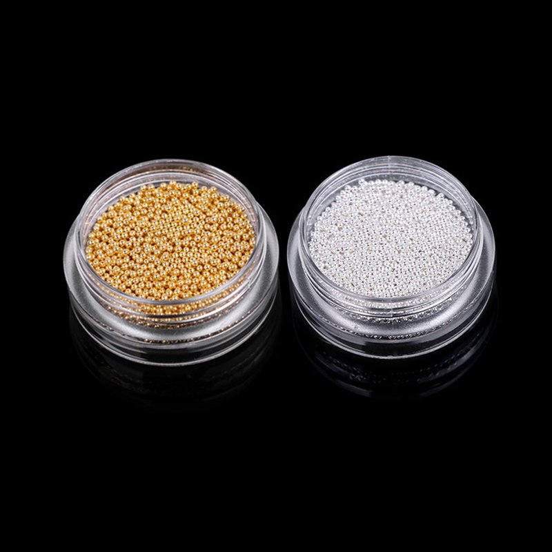 Minejin 3D Nail Art Gold Steel Ball Mini Beads Women Makeup Silver Studs Metal Tips 1mm 4 Boxes