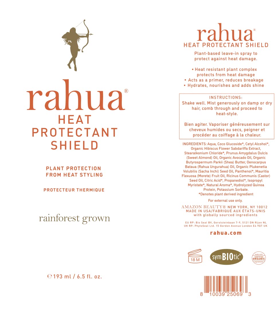 Rahua Heat Protectant Shield – Silicone-Free Styling Primer & Thermal Spray – With Amazonian Rahua Oil, Shea Butter & Hibiscus – Natural Gloss & Shine for All Hair Types – 6.5 fl oz