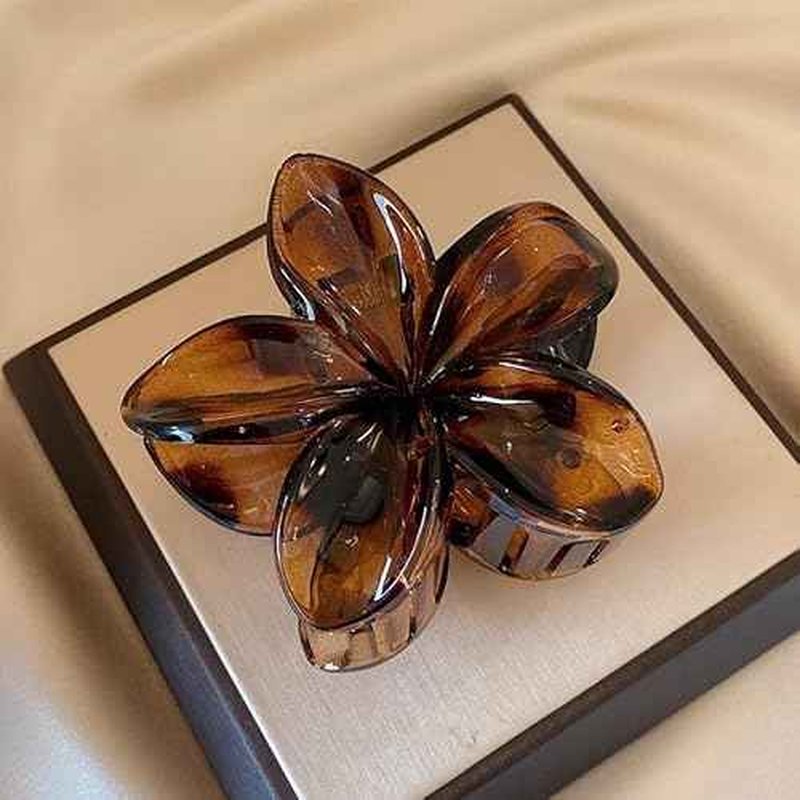 6PCS Flower Hair Clips, Large Claw Clips for Women Thick Hair, Non Slip Strong Hold for Women Thin Hair Girls Gifts (Leopard print -B)
