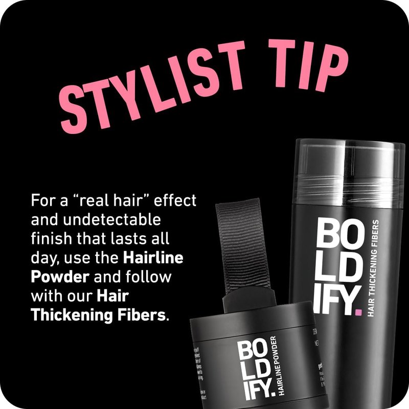 BOLDIFY Hairline Powder (LARGE, 10g) - Water-Resistant Root Touch Up Hair Color for Gray Coverage - 24-Hour Stain-Proof, Mess-Free Hair Powder for Thinning Hair - Dark Brown