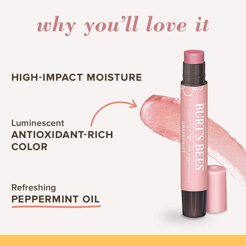 Burt's Bees 100% Natural Moisturizing Lip Shimmer, Grapefruit - 1 Tube