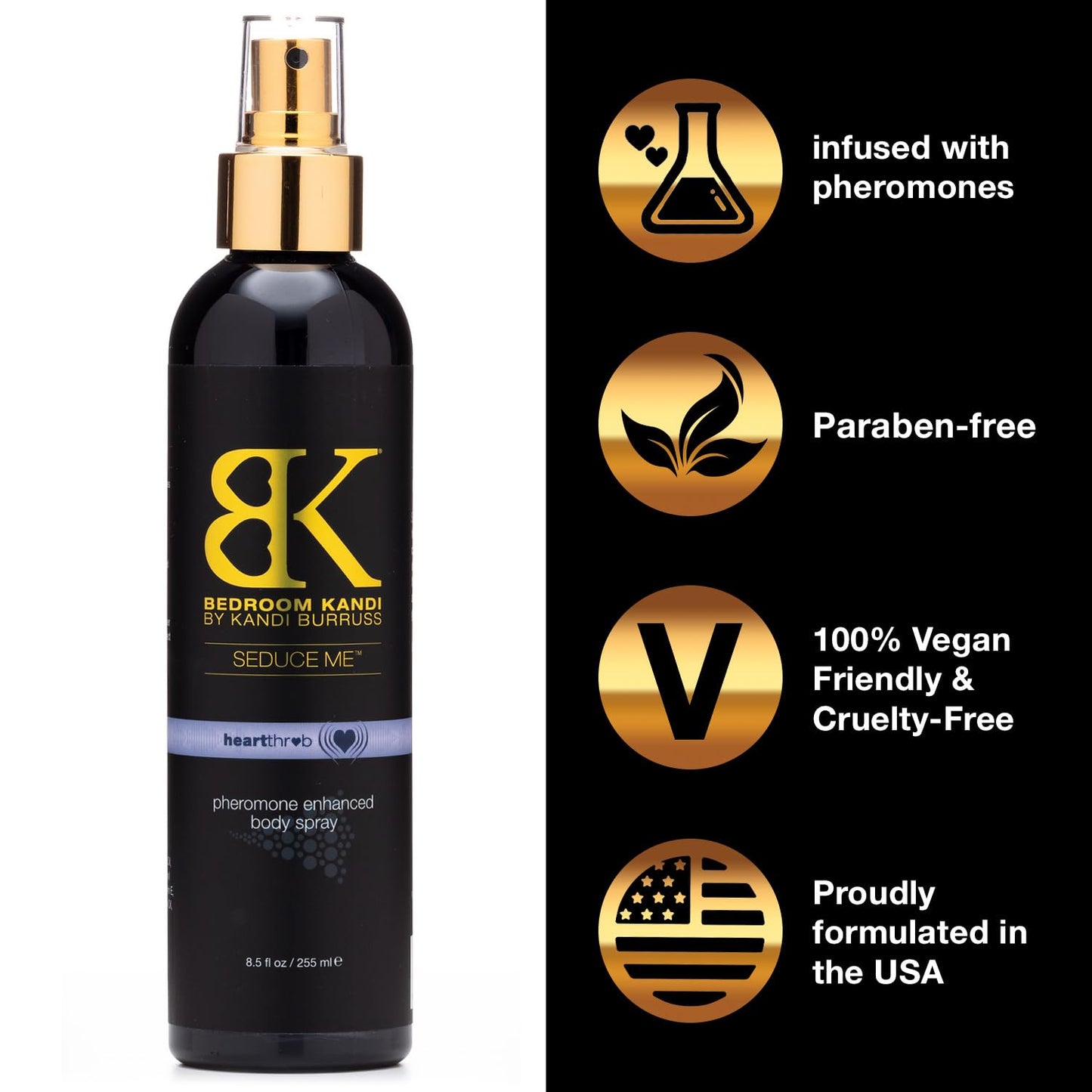 Bedroom Kandi Burruss Body Spray | Pheromone Enhanced Moisturizing Spray | Softens Skin After Shower/Bath Non-greasy Body Oil Mist | Heartthrob Scent | Unisex Scent