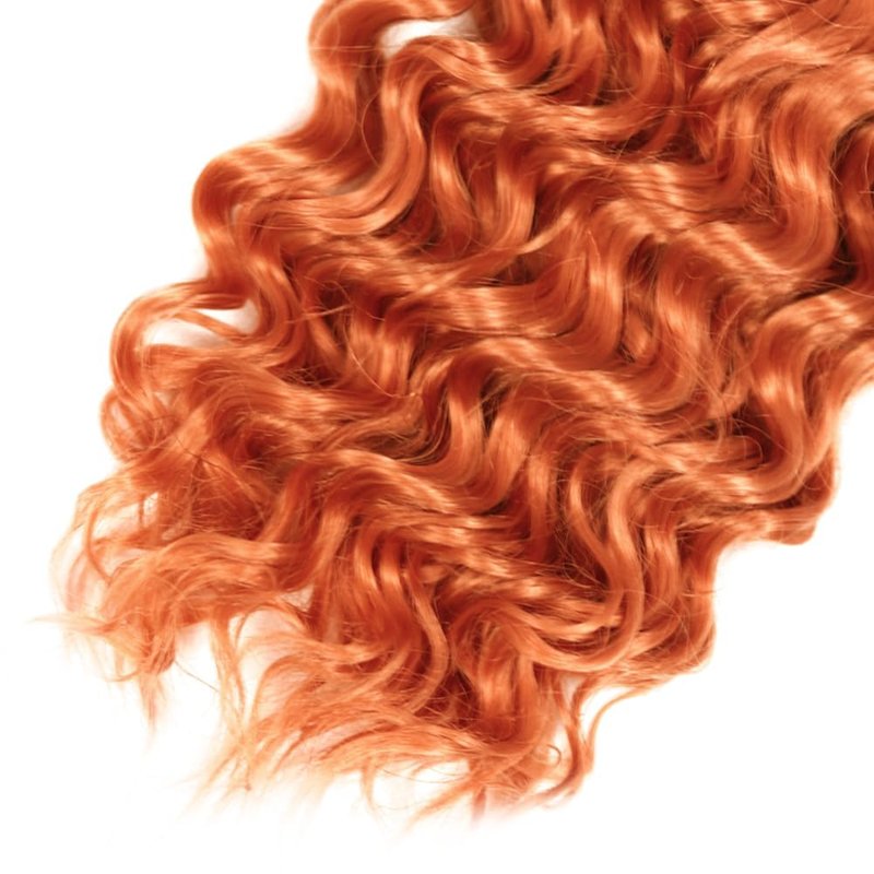 #350 Ginger Orange Bundles Human Hair Deep Wave Human Hair Bundles 12 12 12 Inch Orange Brazilian Hair 3 Bundle Unprocessed Virgin Remy Hair Extensions 50 Gram Per Bundle