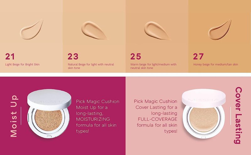 MISSHA Magic Cushion Foundation - No.21 Light Beige | Flawless Coverage, Dewy Finish, Easy Application