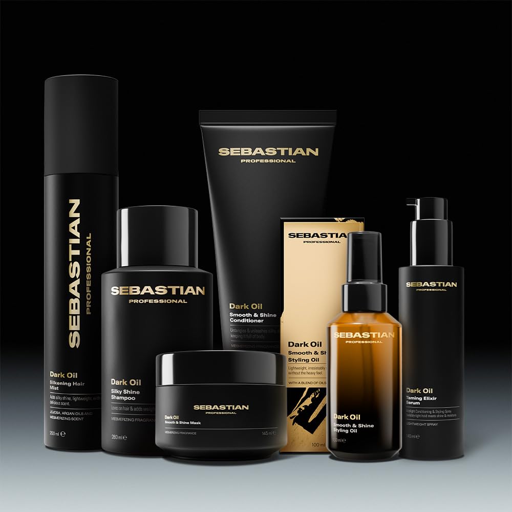 Sebastian Professional Dark Oil Lightweight Hair Styling Oil | Infused with Sandalwood, Cedarwood, & Argan Oils | 3.2 fl oz
