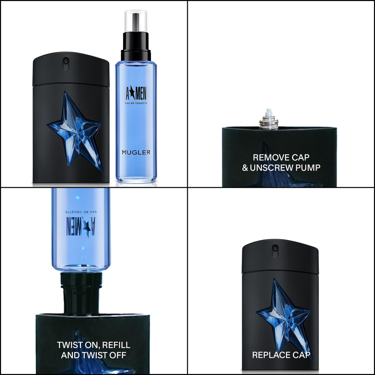 Mugler A*Men Eau de Toilette | Long-Lasting Men's Cologne with Woody & Ambery Notes, Patchouli & Coffee Extract