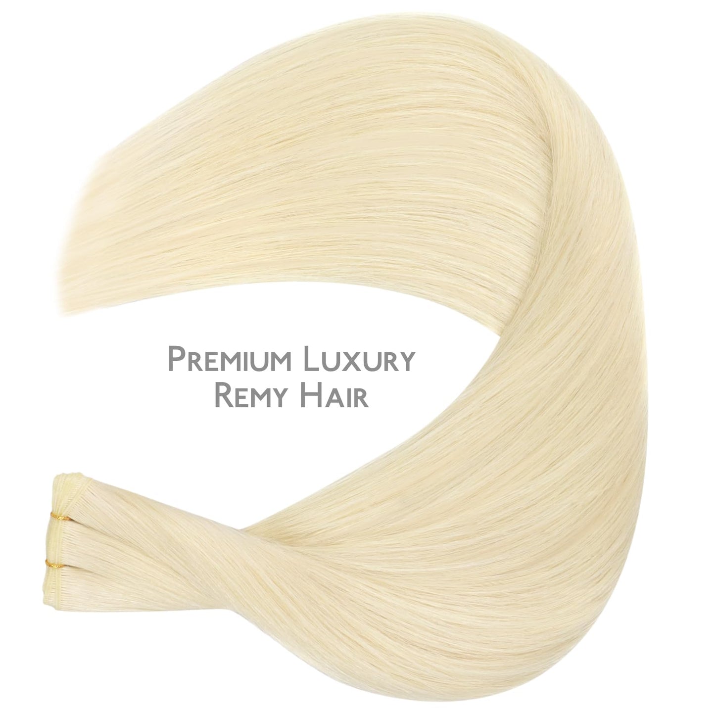 WENNALIFE Genius Sew in Weft Hair Extensions Real Human Hair, 14" 40g Platinum Blonde Sew in Hair Extensions for Women Natural Luxury Remy Hair Straight Invisible Extensiones de Cabello