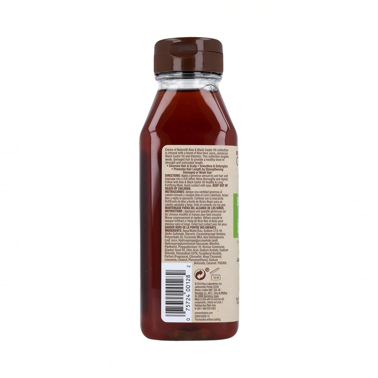 Creme of Nature Aloe & Black Castor Oil Shampoo, 12 Ounce - Cleanses hair & scalp, Smoothens & detangles, Promotes length by strengthening damaged or weak hair
